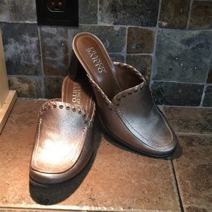 Franco Sarto metallic heeled mules